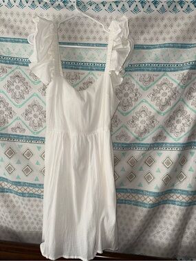 Francesca's Collections White Ruffle Strap Chemise Dress